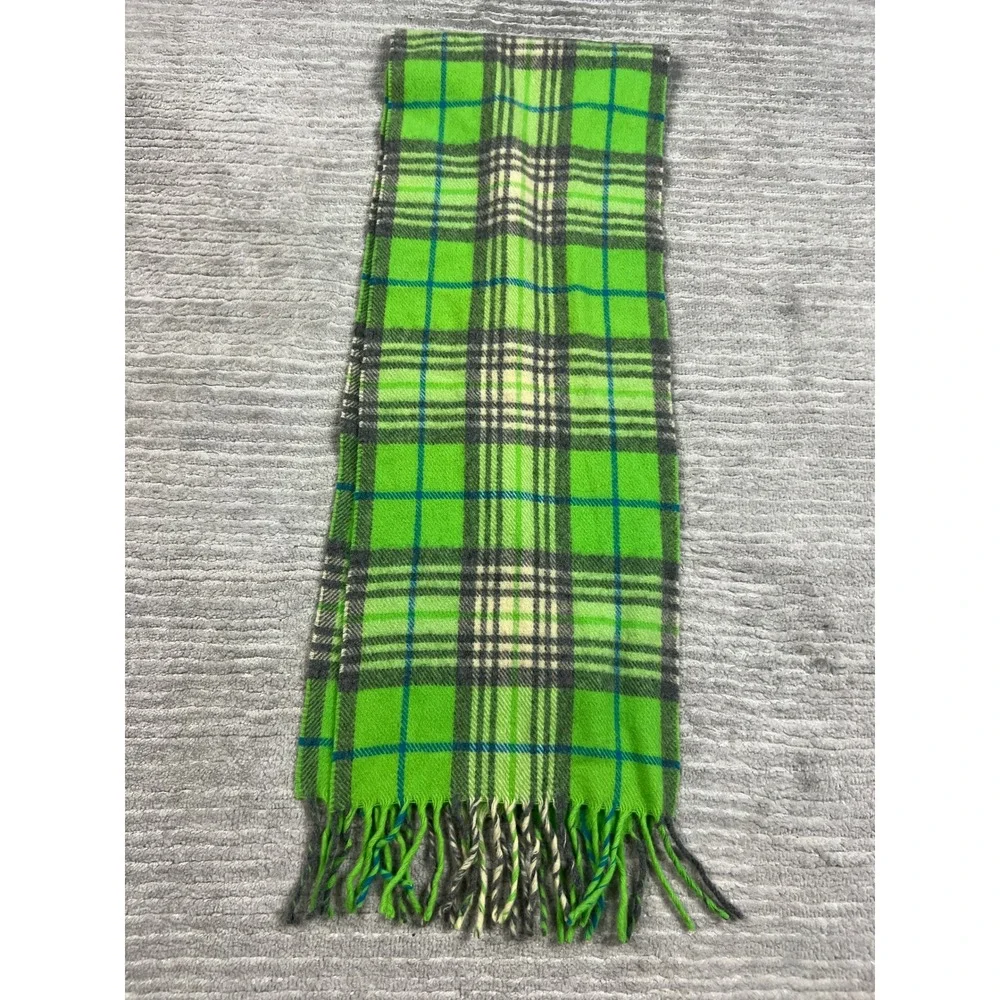 Gap Scarf Unisex OS Green Plaid 100% Wool Made in Italy Fringe 248003-01-1
